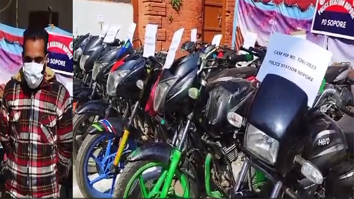 Notorious Bike Lifter Arrested In Sopore, 13 Stolen bikes recovered: Police