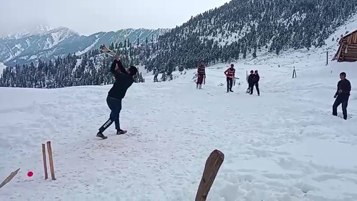 Gurez fields comes alive with snow cricket after fresh snowfall