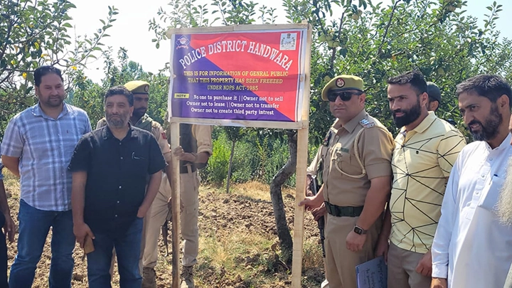 Police attach property of drug peddler in Handwara