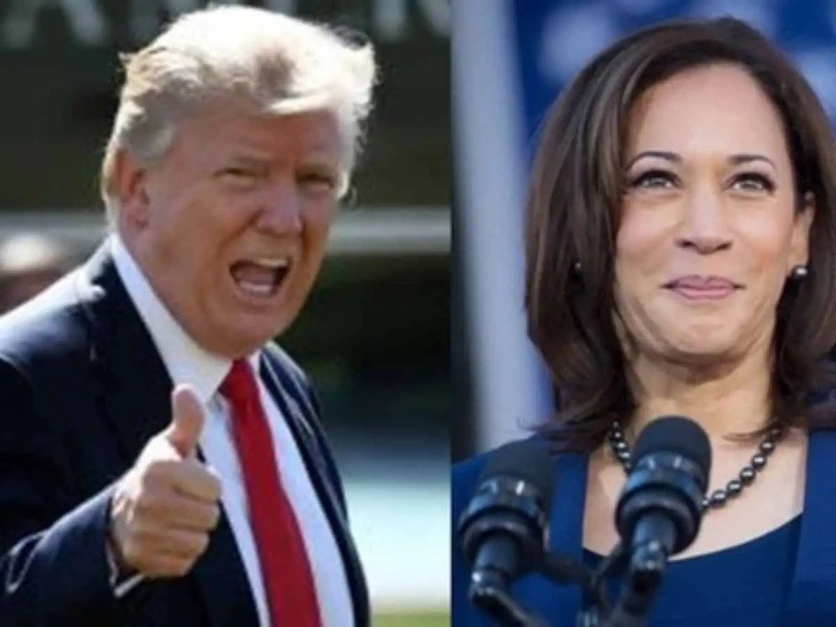 Former US president Donald Trump and Vice President Kamala Harris