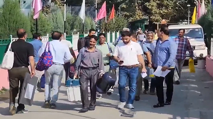 J-K assembly polls: Polling parties leave for their respective stations in Srinagar