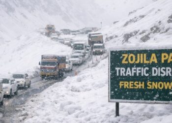 Snowfall across Zojila axis shuts Srinagar–Kargil road, traffic suspended