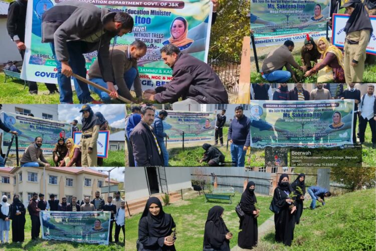 Plantation Drive Organized at Government Degree College Beerwah, Promoting Eco-Friendly Message